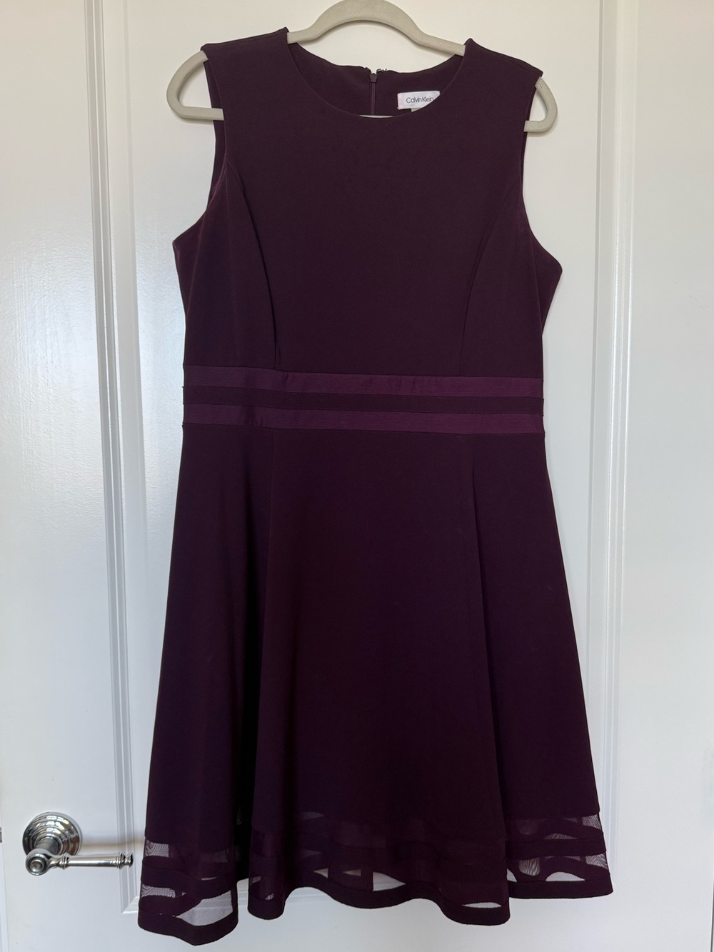 Calvin Klein Sleeveless A-Line Dress in Plum